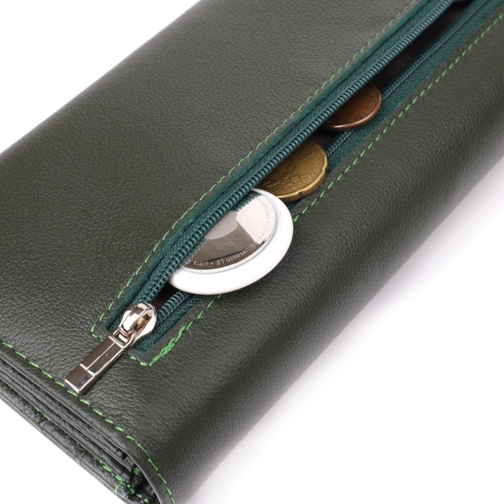 Гаманець ST Leather З натуральної шкіри Зелений (23067) - изображение 9