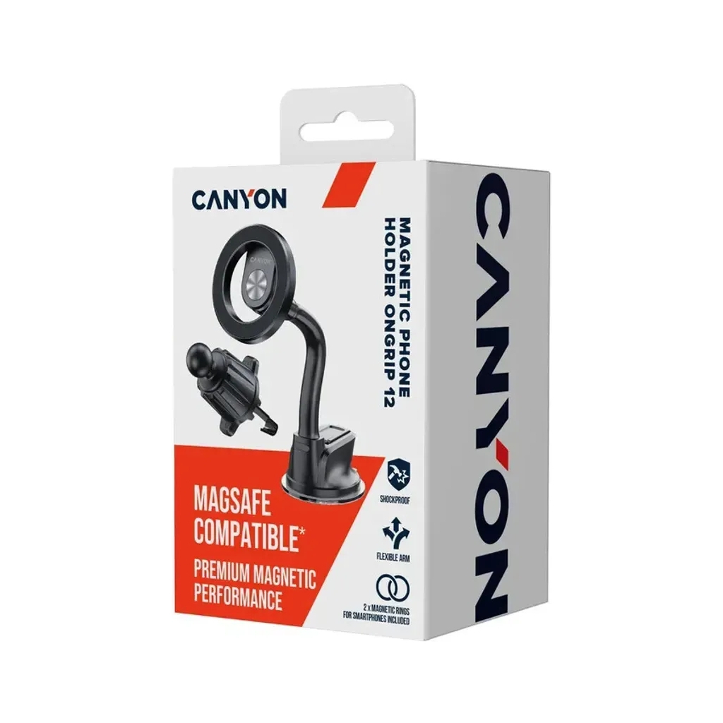 Універсальний автотримач Canyon Magnetic car holder OnGrip 12 suction + air vent Black (CNS-CCHM12) - зображення 10