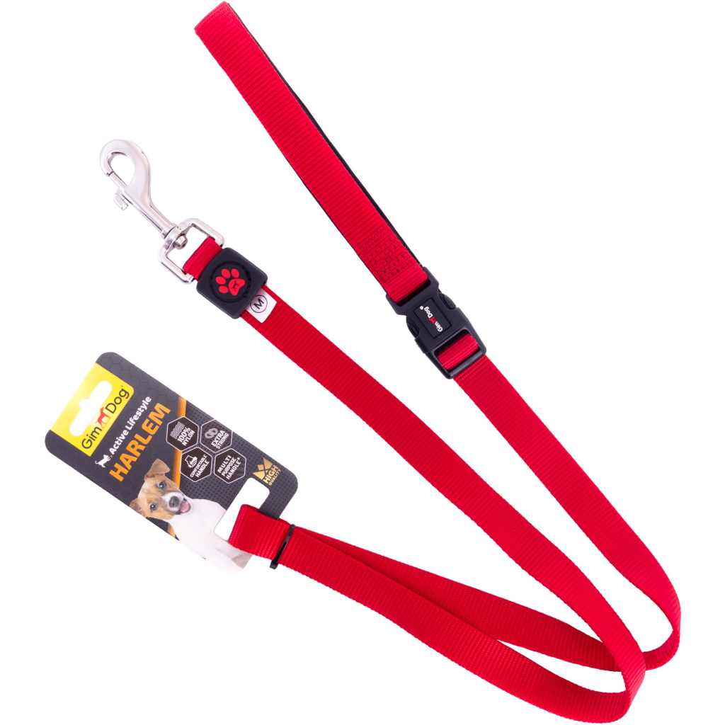 Повідець для собак GimDog HARLEM нейлон/неопрен 2.0x120 см (червоний) (8009632058870) - зображення 1