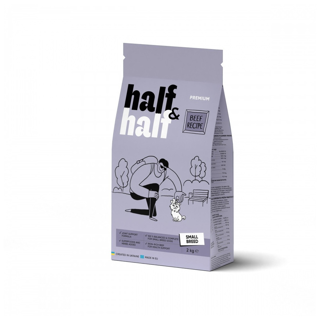 Сухий корм для собак Half&Half для маленьких порід з яловичиною 2 кг (4820261920727) - зображення 1