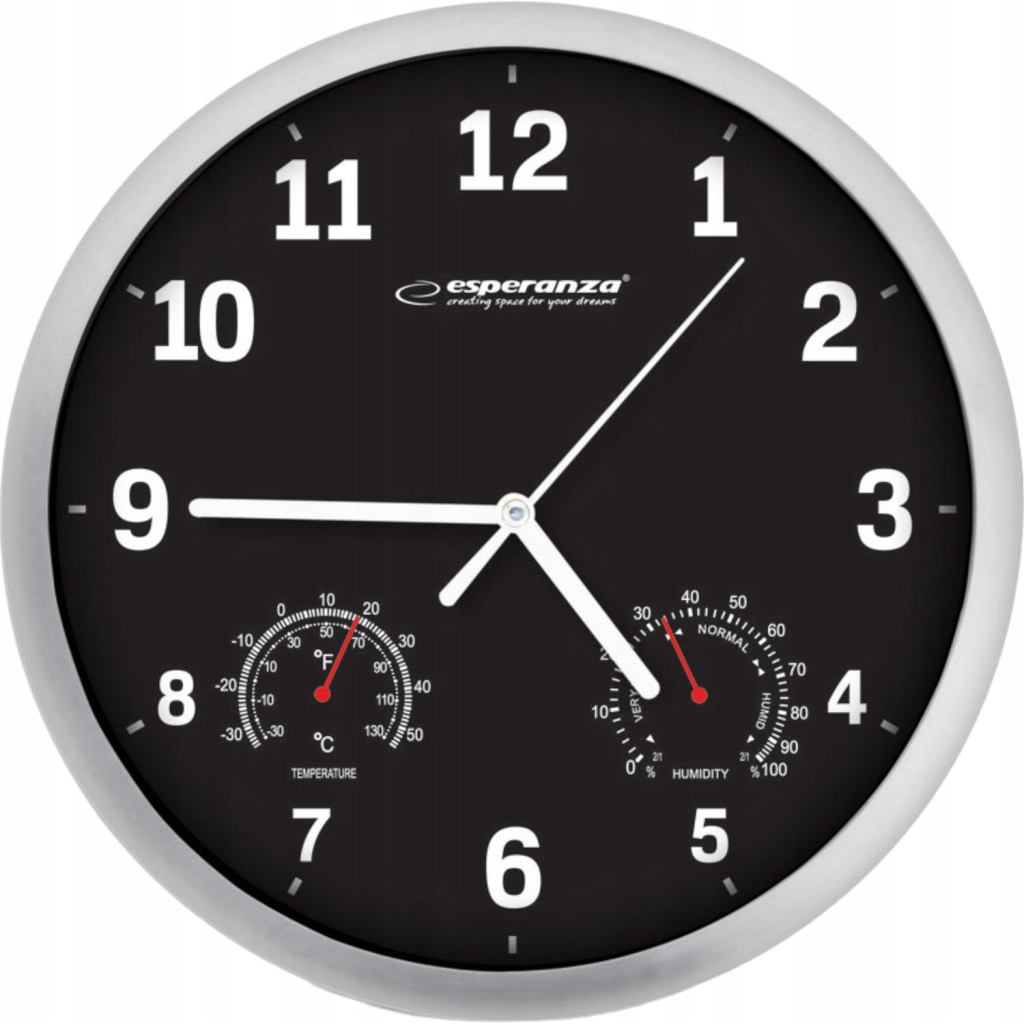 Настінний годинник Esperanza Wall Clock Lyon 25см Black (EHC016K) - зображення 1