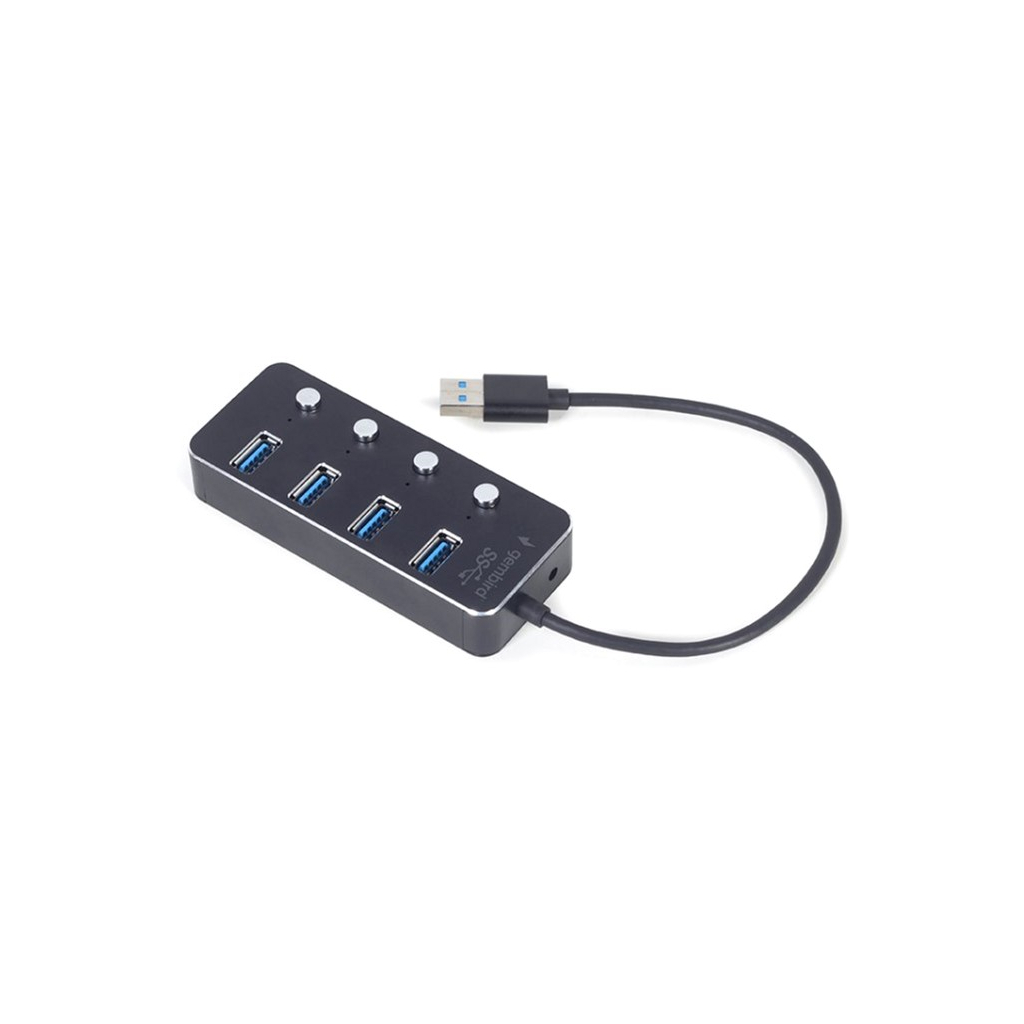 Концентратор Gembird USB 3.0 4 ports switch black (UHB-U3P4P-01) - зображення 2