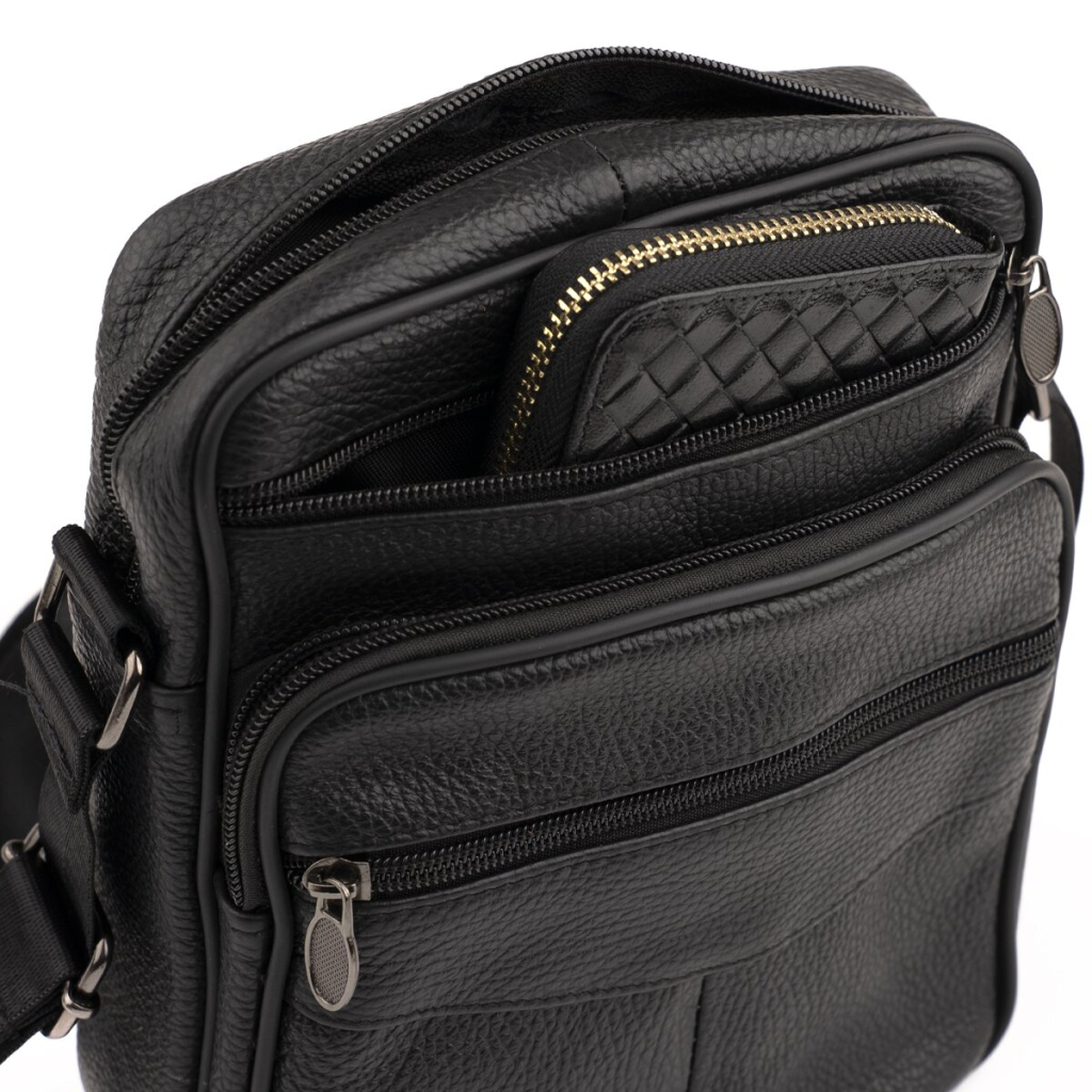 Сумка Vintage На одне відділення зерниста Чорна (20203) - зображення 5