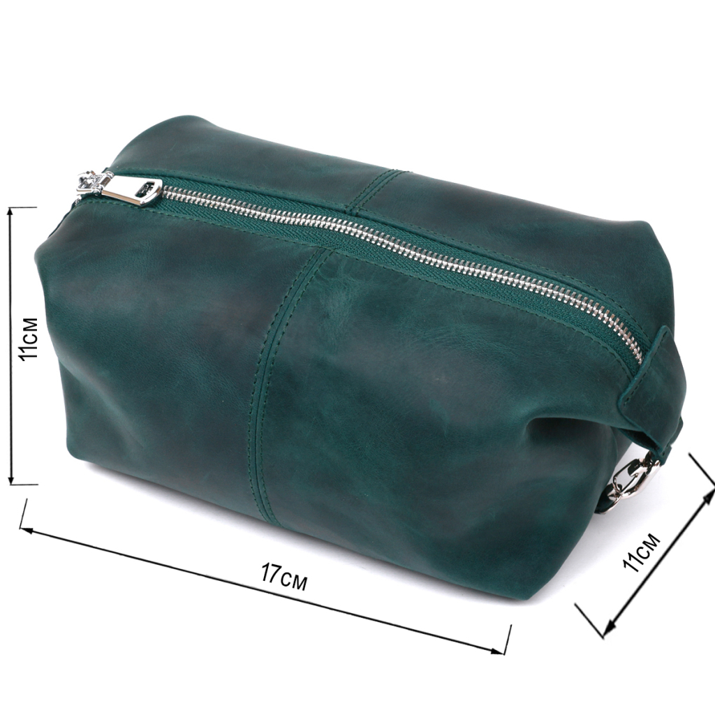 Косметичка Shvigel Шкіряна матова Зелена (16399) - зображення 3