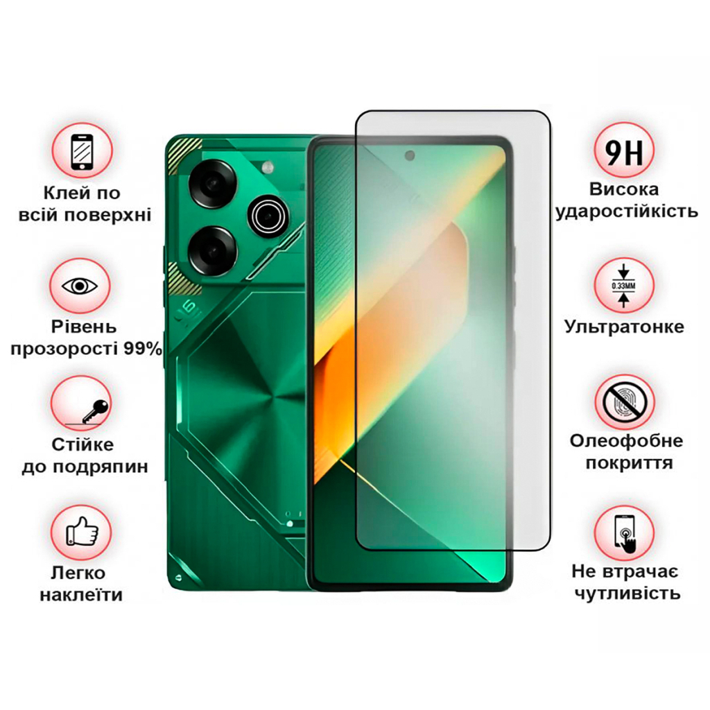 Скло захисне BeCover Tecno POVA 6 Neo (LI6) 6.78" Black (711581) - зображення 3