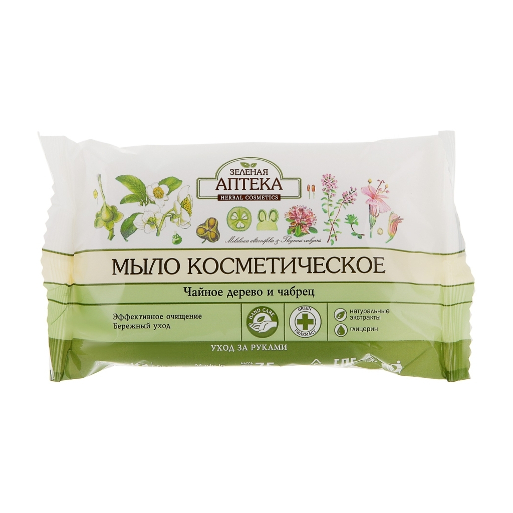 Тверде мило Зелена Аптека Чайне дерево і чебрець 75 г (8588005625913) - зображення 1