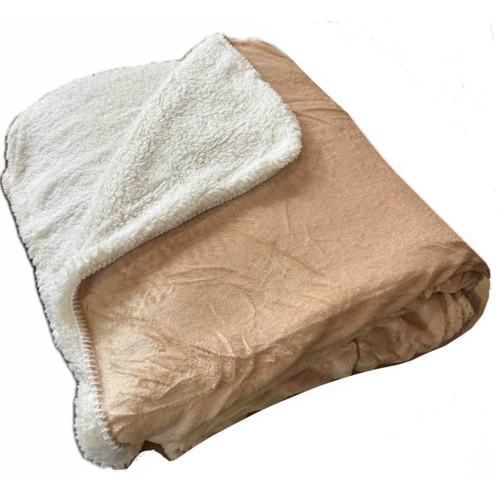 Плед Casablanket Мікрофібра + Хутро Бежеве двостороннє євро 210х230 (П-К_однот_беж) - зображення 1