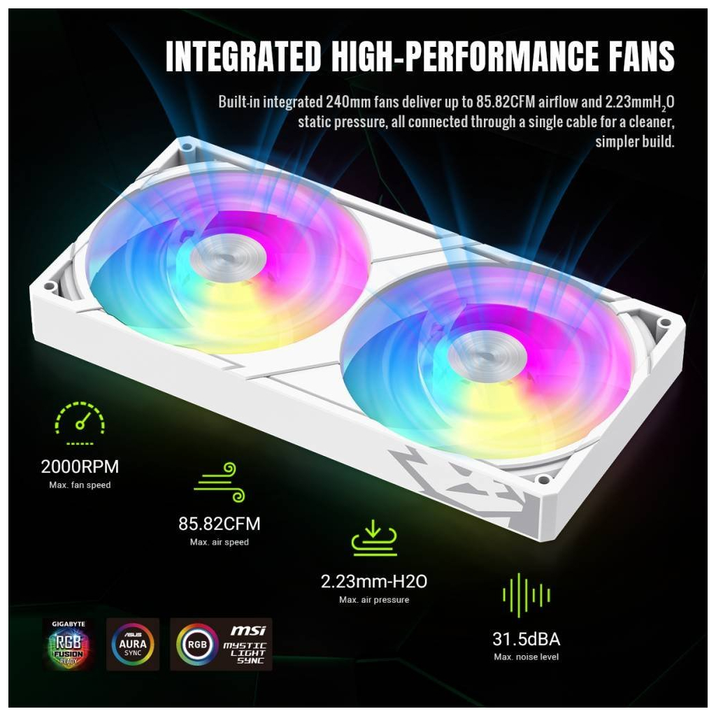 Система рідинного охолодження Gamemax GLACIER 240 LCD WH - зображення 11