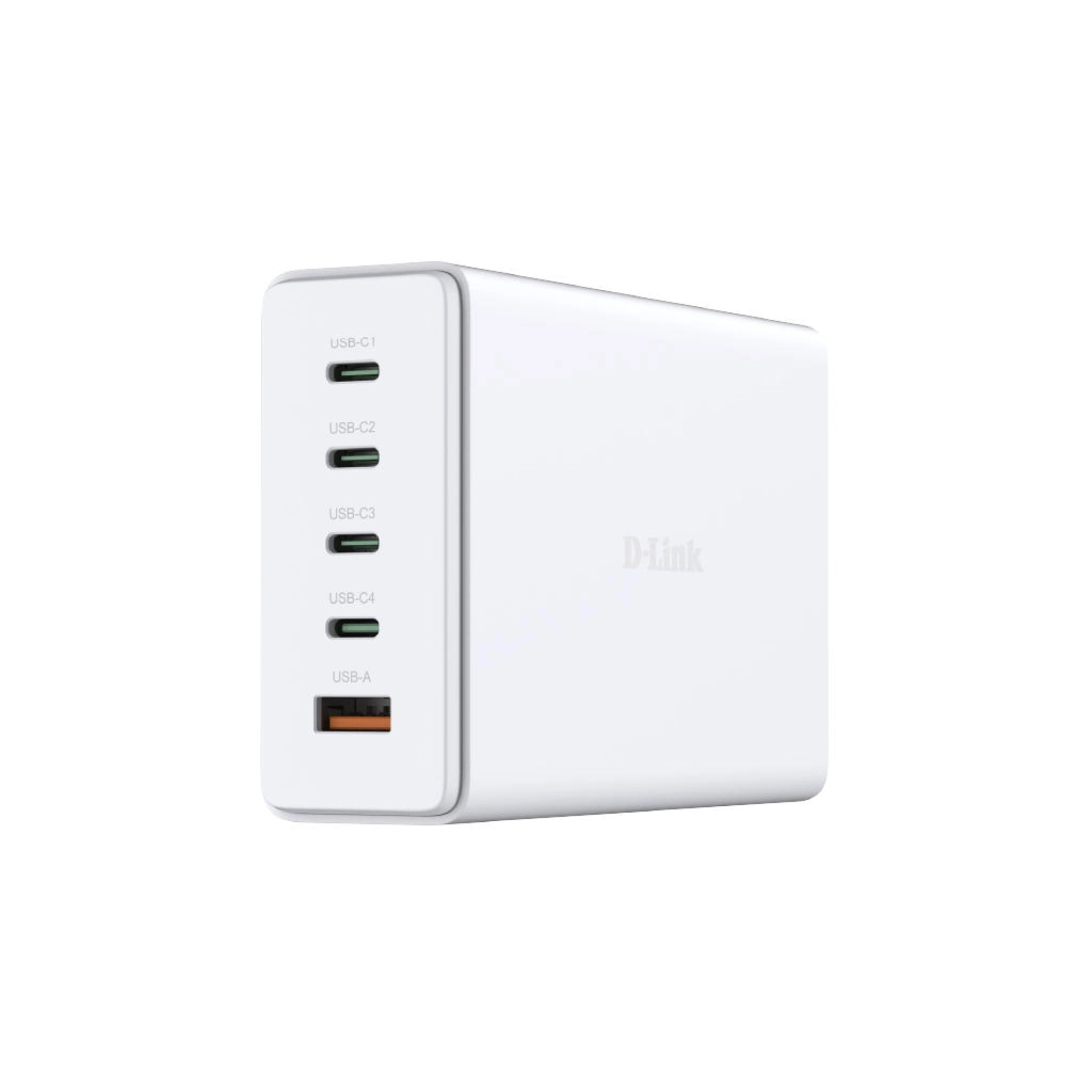 Зарядний пристрій D-Link 4xUSB-C + 1xUSB PD240W GaN white (DCF-241) - зображення 1