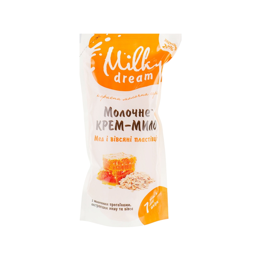 Рідке мило Milky Dream Мед з вівсяними пластівцями дой-пак 1000 мл (4820205300189) - зображення 1