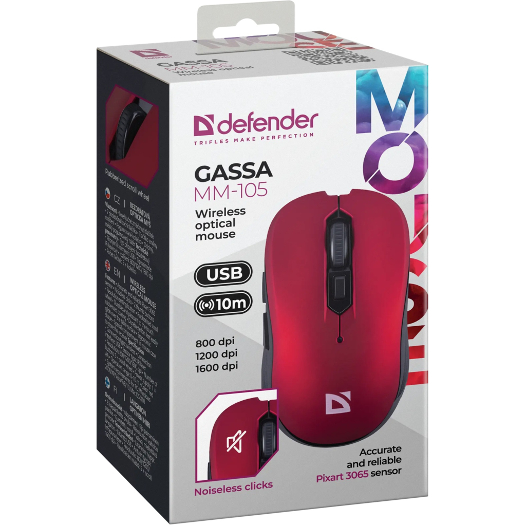Мишка Defender Gassa MM-105 Wireless Red (52103) - зображення 5