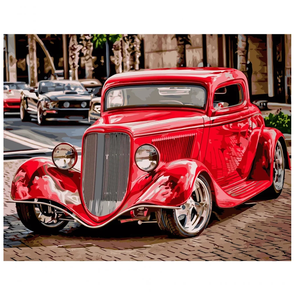 Картина по номерам Strateg Червоний ретро автомобіль 40х50 см (VA-2505) - зображення 1