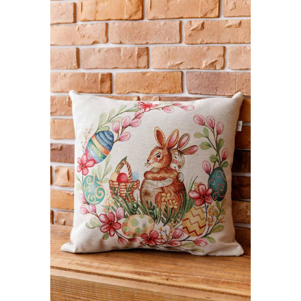 Наволочка Прованс гобеленова декоративна Зайчата в віночку Злагода 45х45 см (034254) - зображення 2