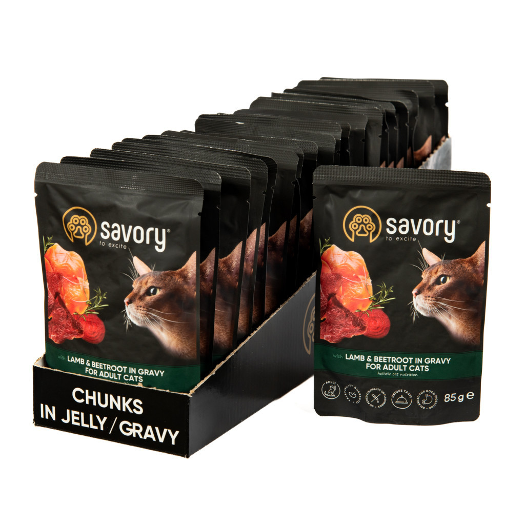 Вологий корм для кішок Savory ягня з буряком у соусі 85 гх22 шт (2700000029367) - зображення 2