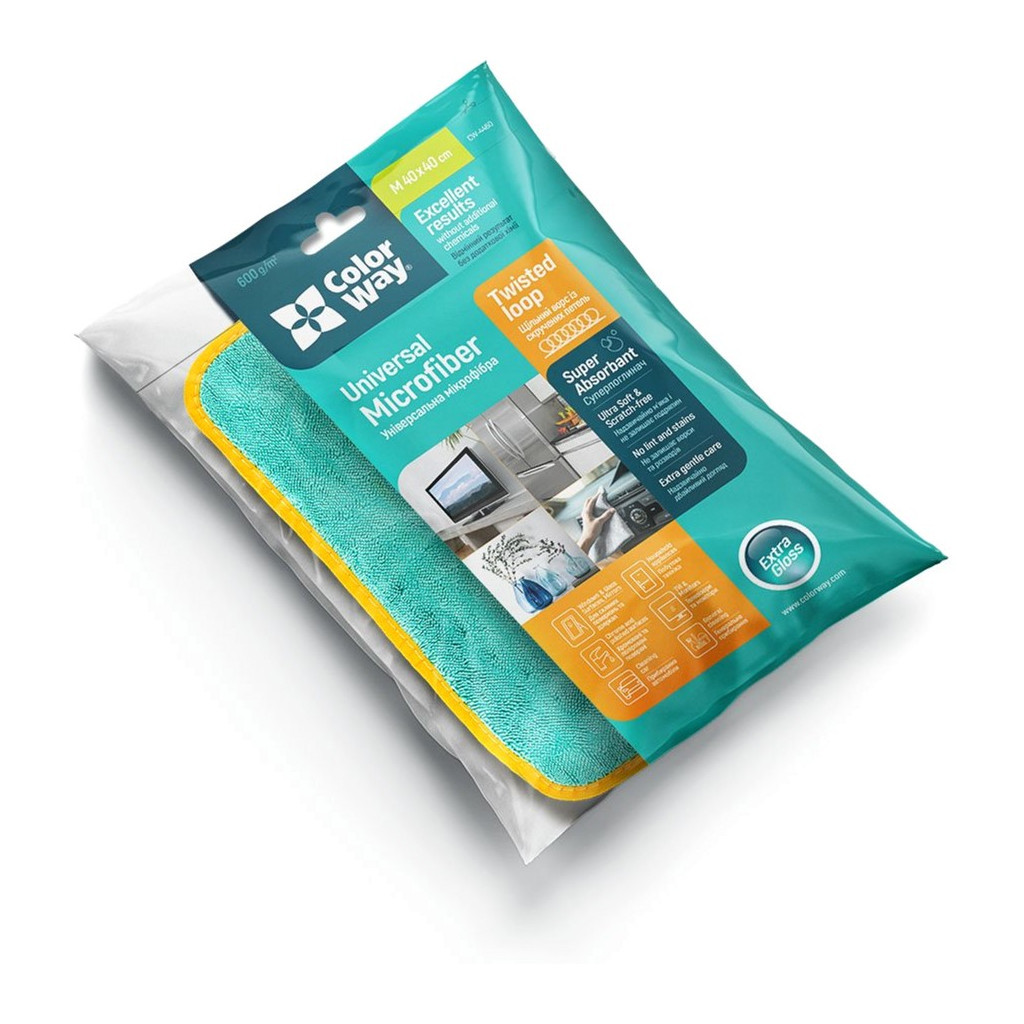 Серветки для прибирання ColorWay Мікрофібра для універсального застосування 600gsm 40 х 40 см 1 шт. (CW-4460) - зображення 3