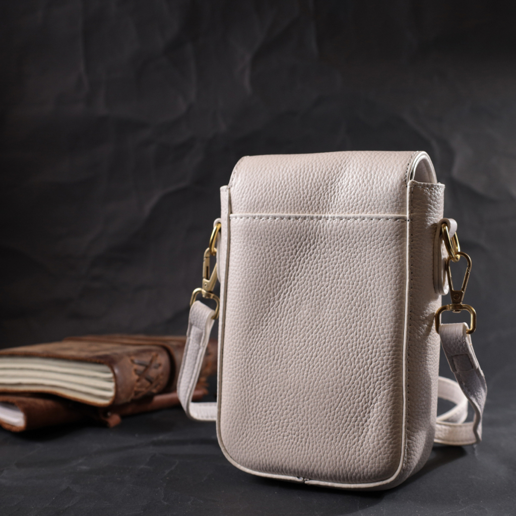 Сумка Vintage Шкіряна жіноча вертикального формату з клапаном Біла (22309) - зображення 10