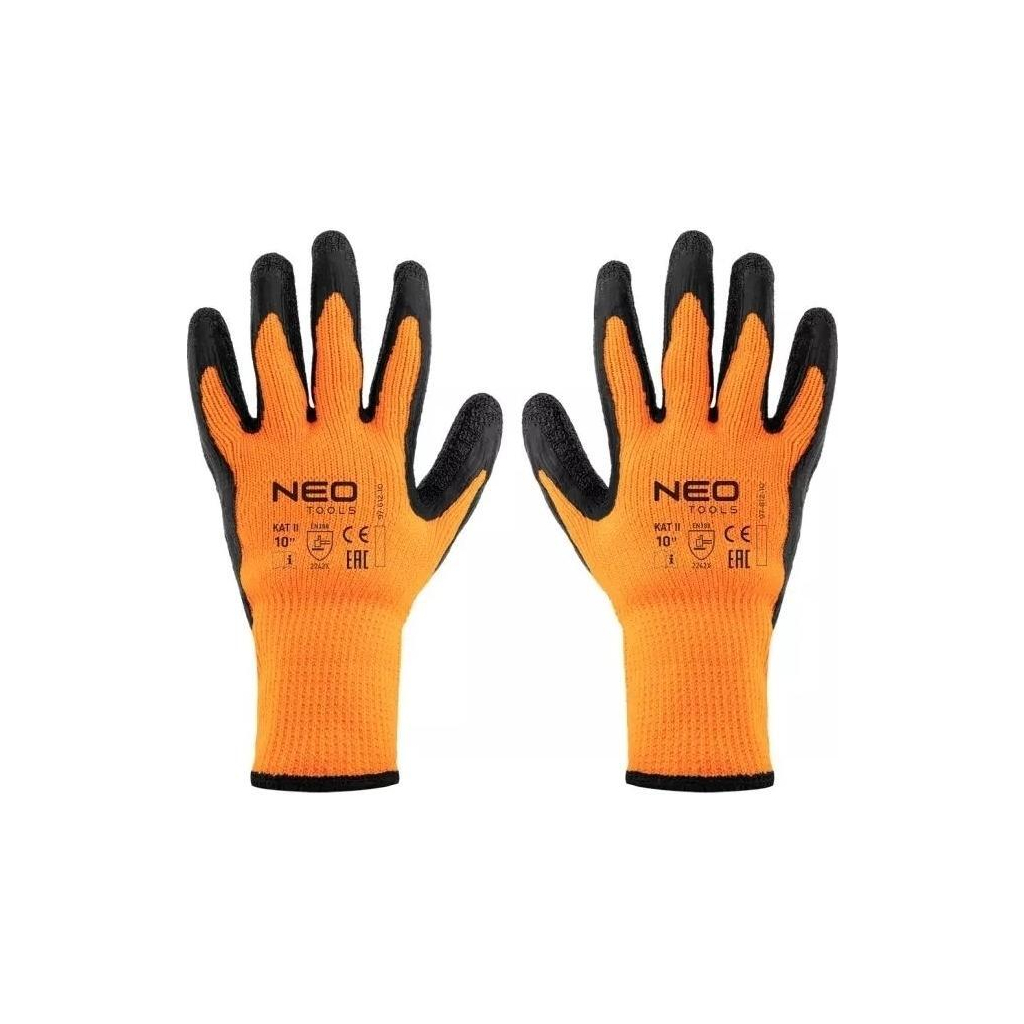 Захисні рукавиці Neo Tools латексне покриття, поліестер, р.10, помаранчево чорні (97-612-10) - изображение 1