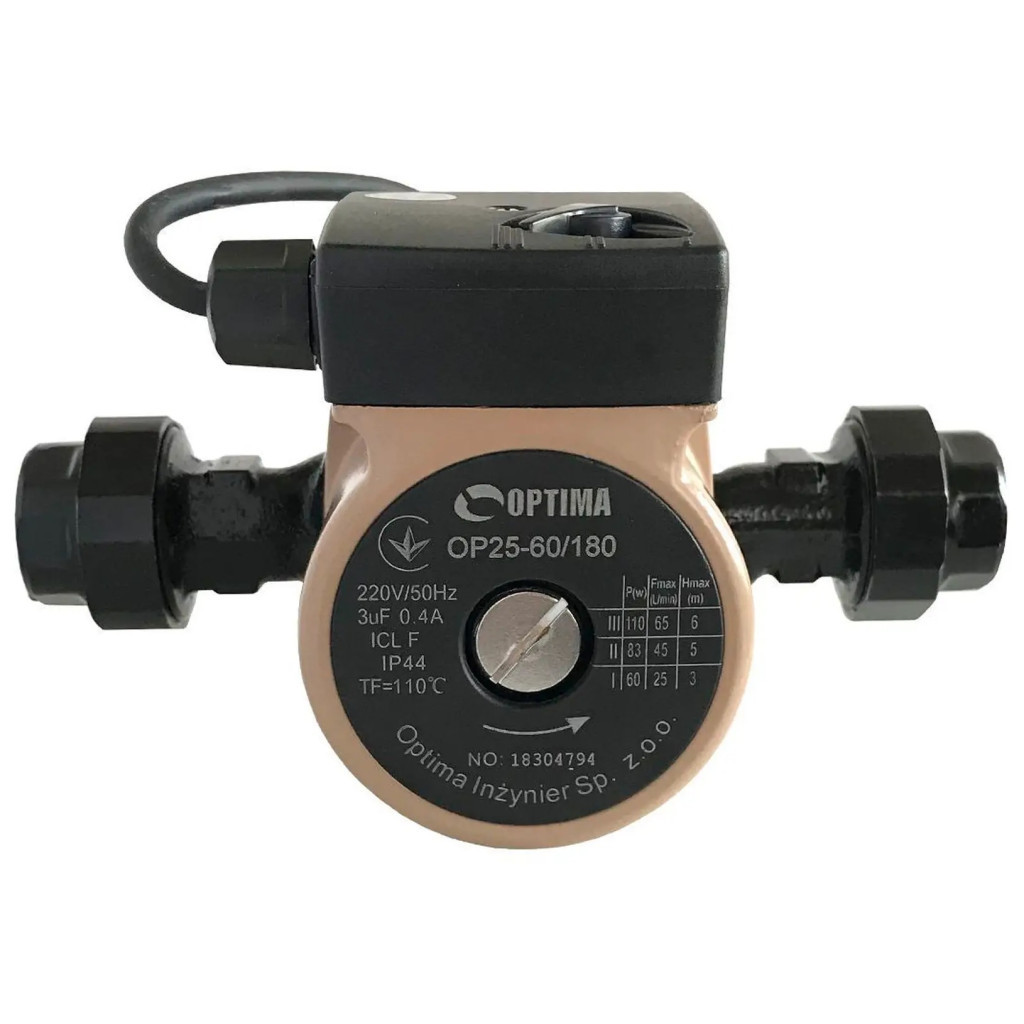 Циркуляційний насос Optima OP25-60-180, G 1 1/4", 10 бар, 180мм, 110Вт, 230В (8158) - зображення 5