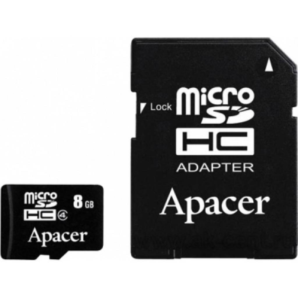 Карта пам'яті Apacer 8GB microSDHC Class4 w/ 1 Adapter RP (AP8GMCSH4-R) - зображення 1
