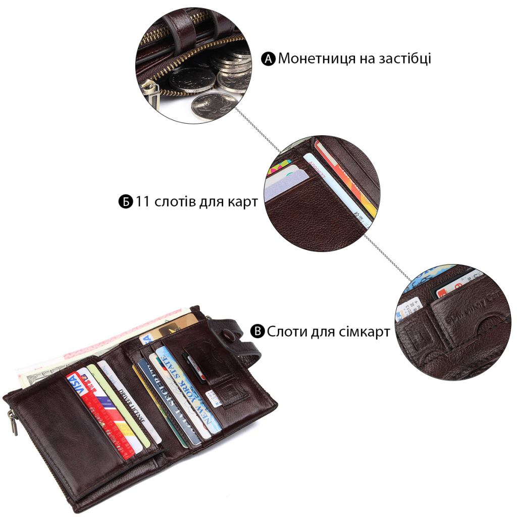 Гаманець Vintage Шкіряний Коричневий (14602) - изображение 4