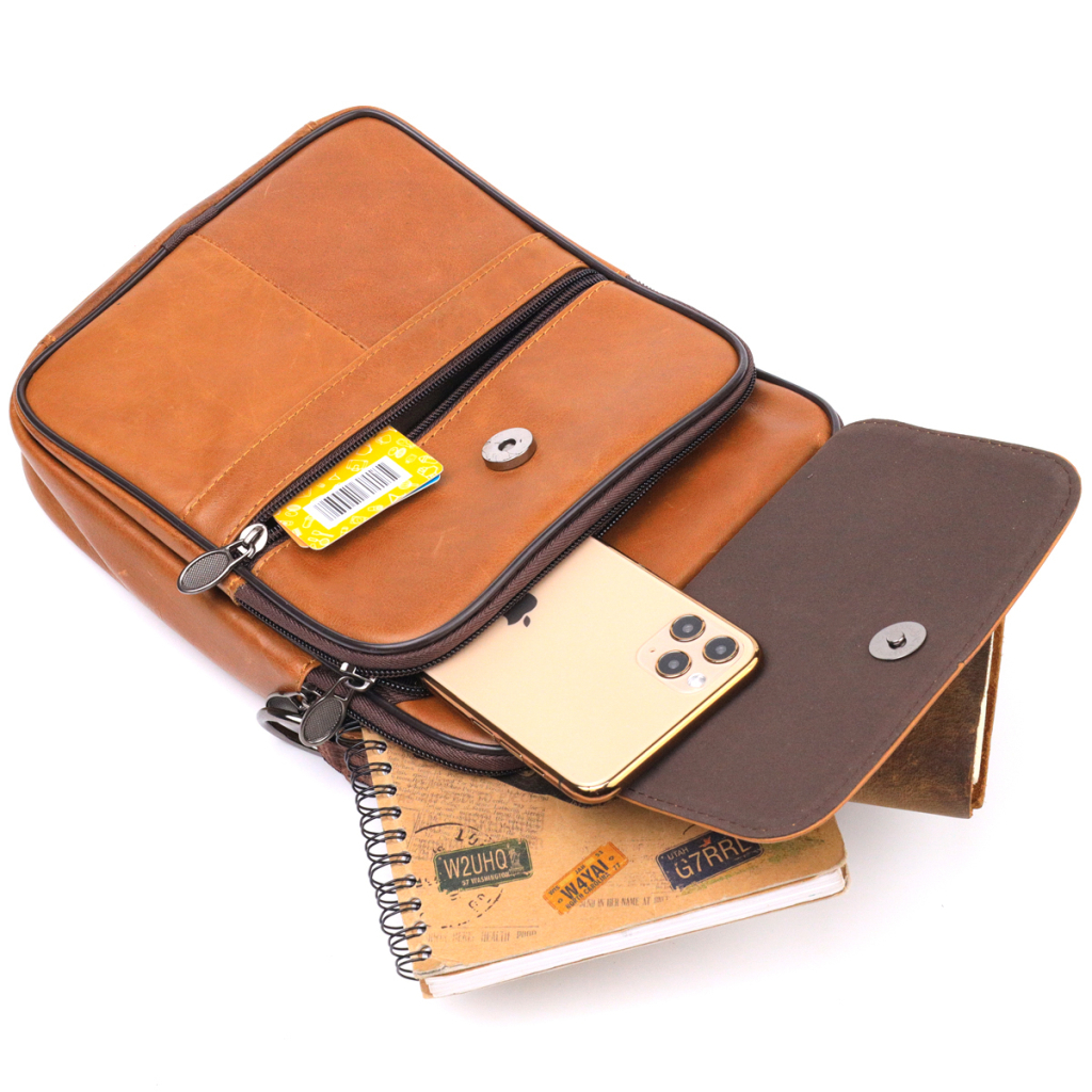 Сумка Vintage Чоловіча з ручкою шкіряна Руда (21273) - зображення 8