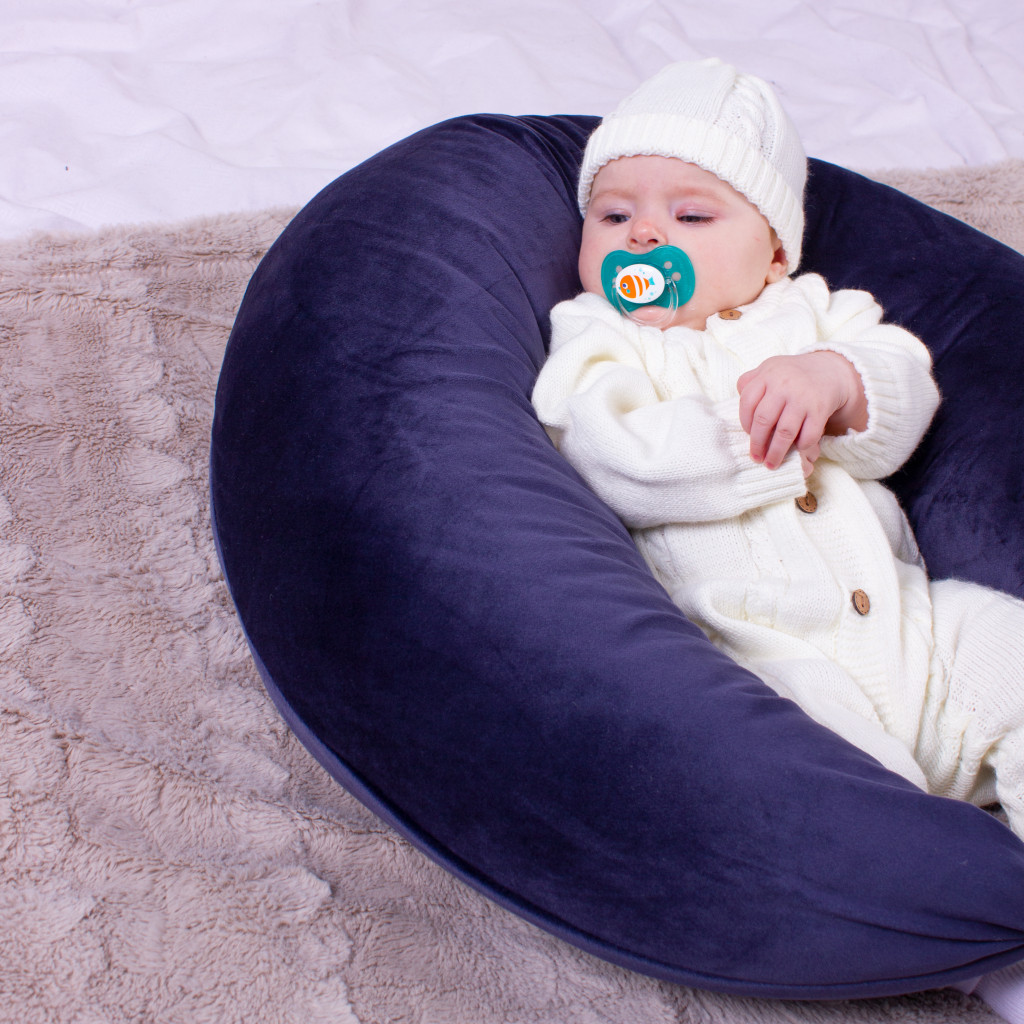 Подушка MirSon для вагітних та годування №8304 Velvet Line 28-0006 Navy blue Велюр 30х170х20 см (2200006200291) - изображение 10