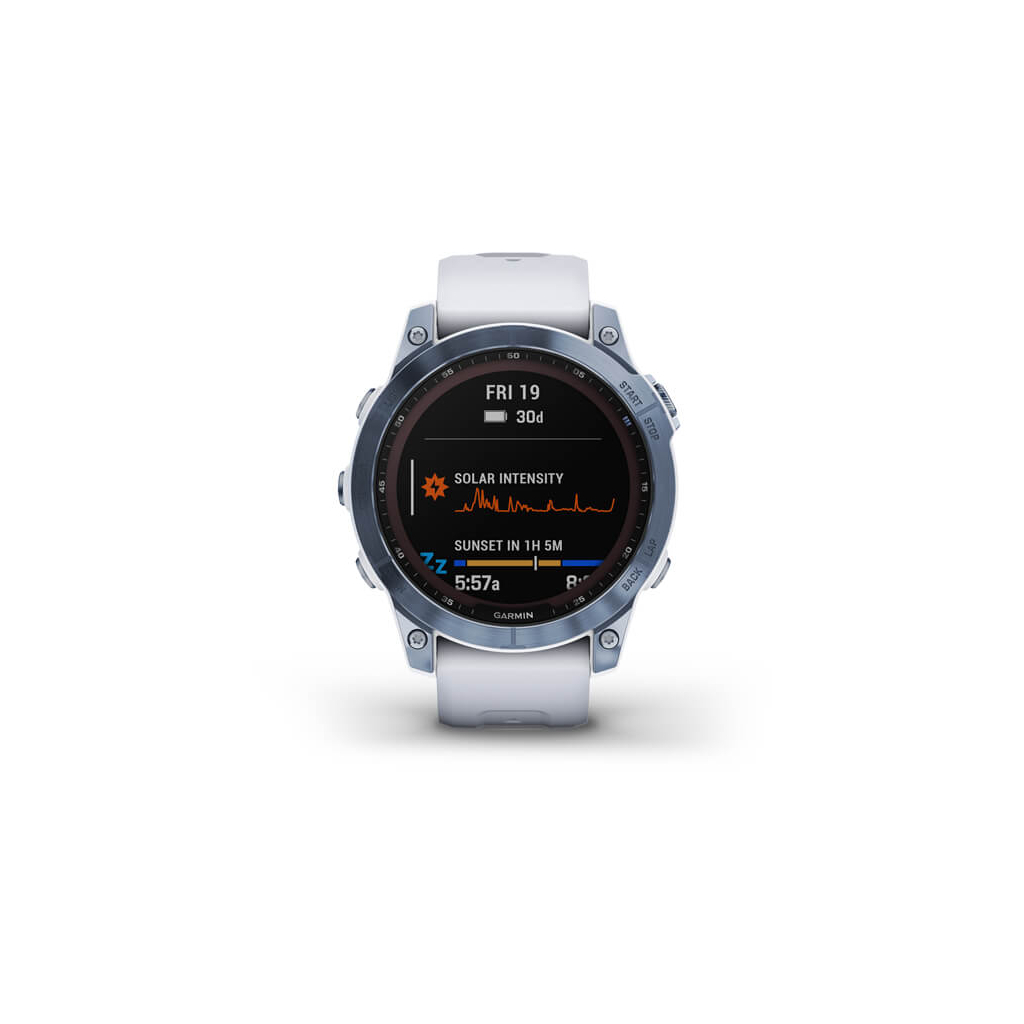 Смарт-годинник Garmin fenix 7 Sapph Solar, Mineral Blue Ti w/ Whitestone Band, GPS (010-02540-25) - зображення 2