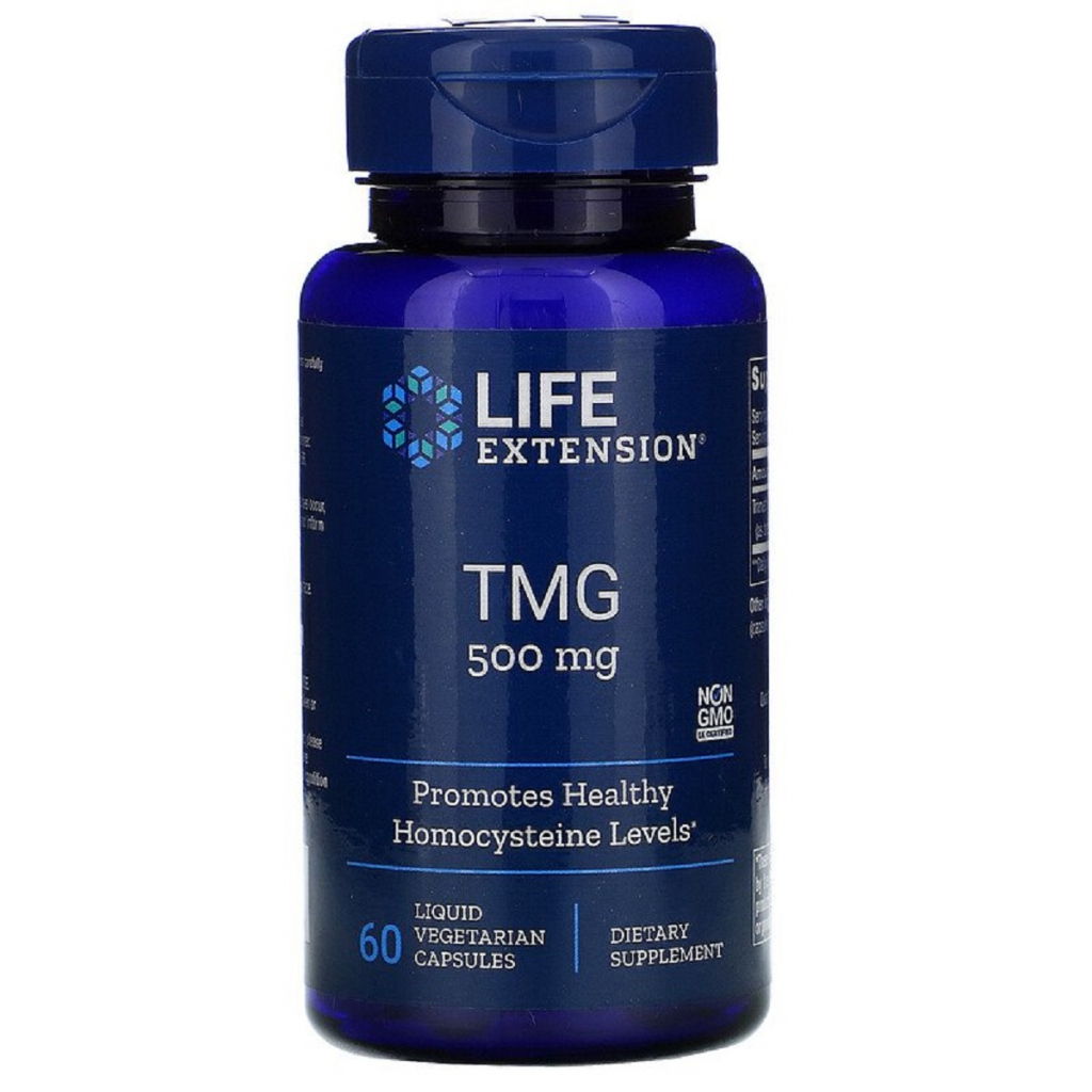 Вітамін Life Extension Триметилгліцин, ТМГ, TMG, 500 мг, 60 вегетаріанських капсул (LEX-18596) - зображення 1