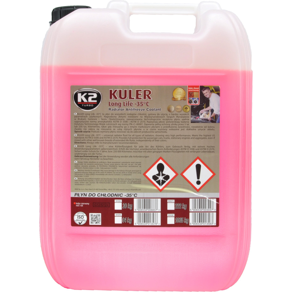 Антифриз K2 KULER -35C 20кг RED (W406C) - зображення 1