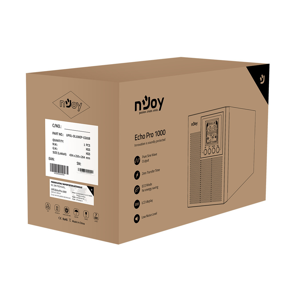 Пристрій безперебійного живлення nJoy Echo Pro 1000VA USB (UPOL-OL100EP-CG01B) - зображення 5
