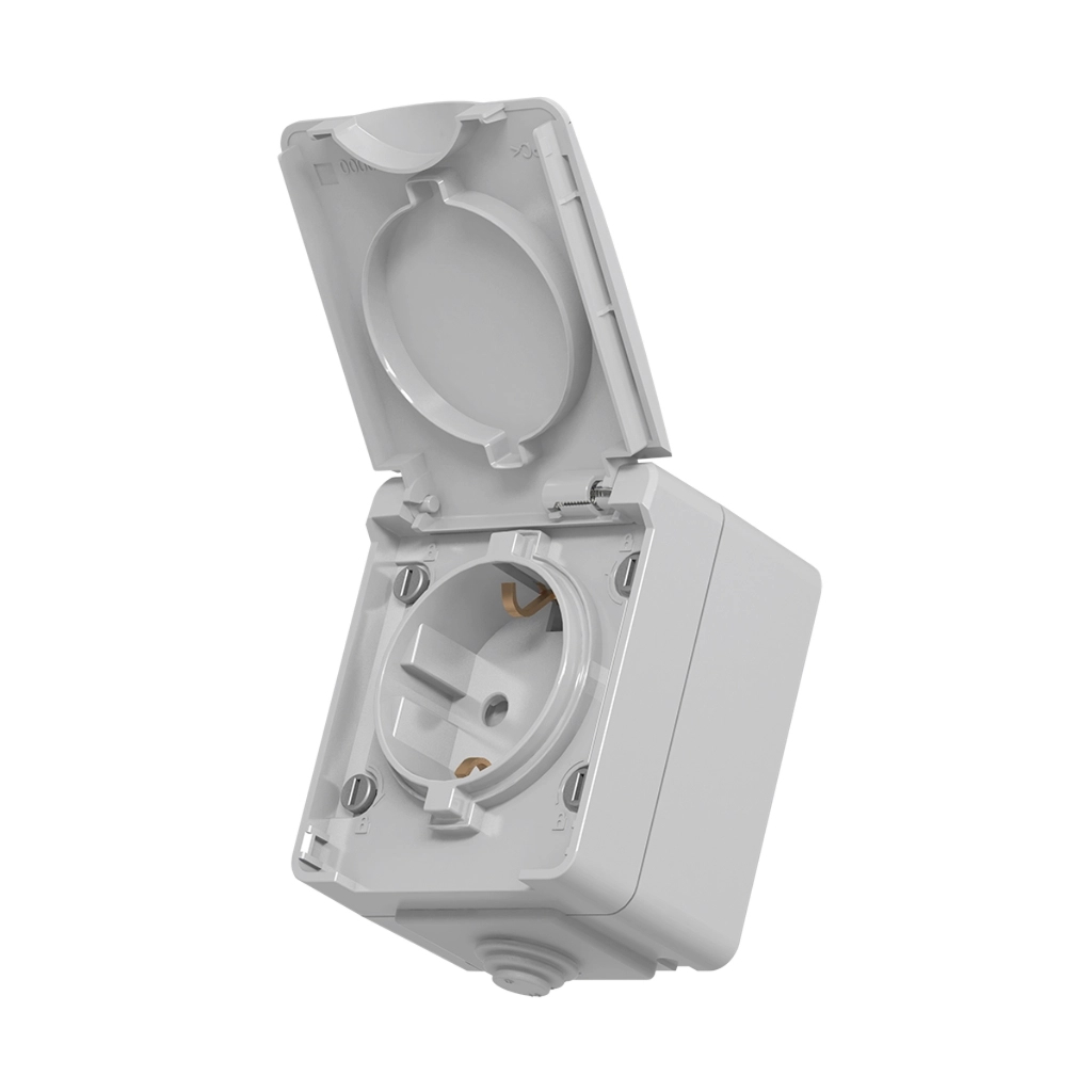 Розетка Videx BINERA IP65 зовнішня 1ая із заземленням сірка (BINERA IP65 наружная 1ая с заземлением сера) - зображення 1