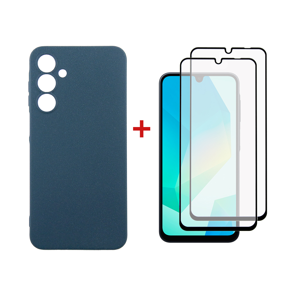 Чохол до мобільного телефона Dengos Samsung Galaxy A16 Carbon + glass 2pcs (Blue) (DG-CTG2P-07) - зображення 1