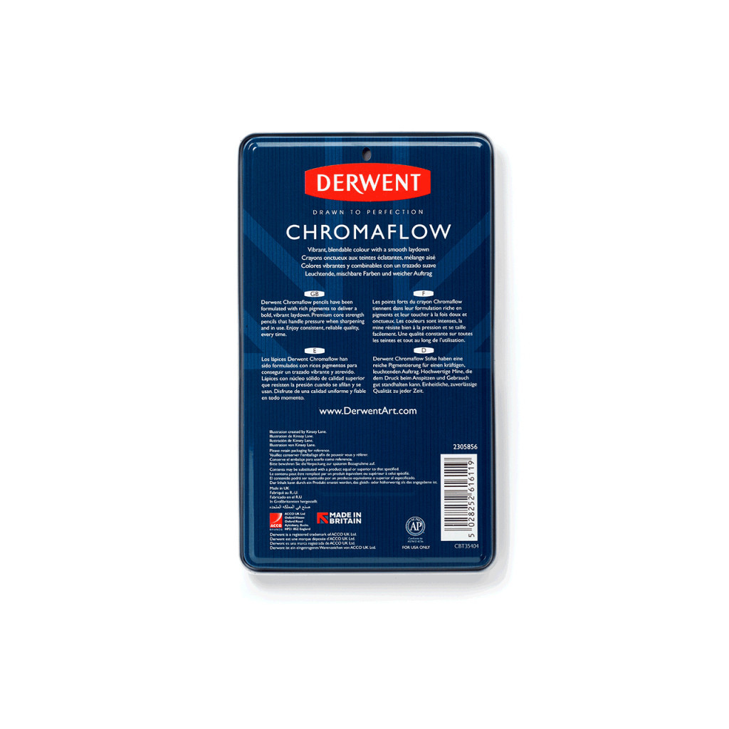 Олівці кольорові Derwent Chromaflow 12 кол. у металевому пеналі (5028252616119) - изображение 10