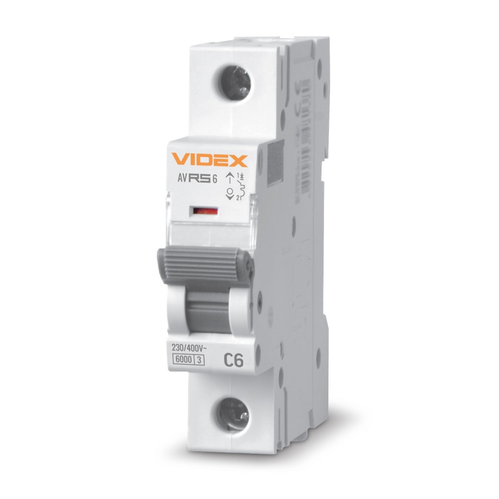 Автоматичний вимикач Videx RS6 RESIST 1п 6А 6кА С (VF-RS6-AV1C06) - изображение 1