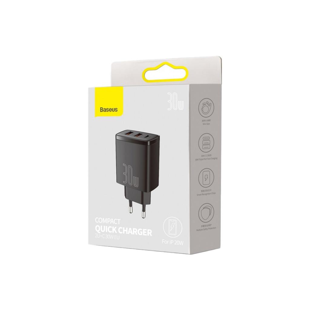 Зарядний пристрій Baseus Compact Quick Charger 2U+C (CCXJ-E01) - зображення 5
